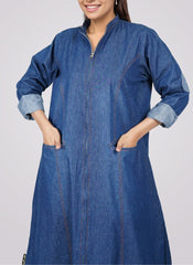 Hijab Ul Hareem Denim Zipper Abaya - 0118-R-987