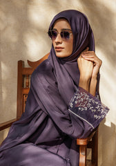Hijabi.Pk Purple Dabka Sleeves Abaya | Serene Threads