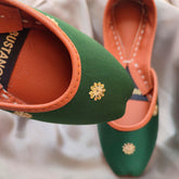 Green Embroidery Women Khussa E012 - Bustangi