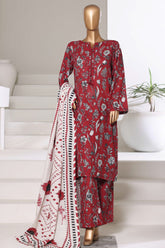 Sada Bahar Stitched 3 Piece Printed Khaddar Vol-03 Collection'2025-PR-16778-Maroon