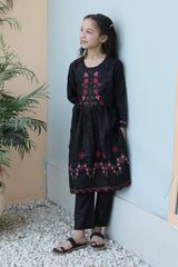 Layaan By Khanak 2025-Black Multi Short Frock KST 092