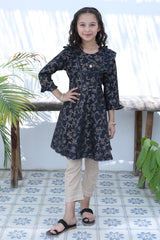 Layaan By Khanak 2025-Pitch Black Short Frock KST 095