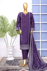 Bin Saeed Stitched 3 Piece Exclusive Printed Lawn Vol-18 Suit-LSM-3437-PURPLE