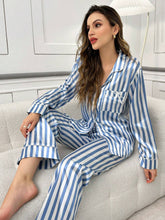 Studio By Arj She's Inn Stylish stripe print Women Nightwear Smoothy Silky Satin Pajama set Night Drees For Girls