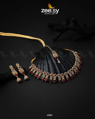 Classic Zircon Necklace Golden Red - Zeesy Jewellery