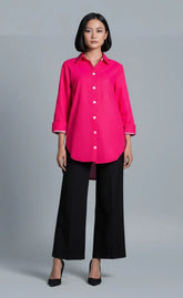 Urban Cut Elegant Cotton Red Stitched Shirt 1 Piece