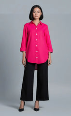 Urban Cut Elegant Cotton Red Stitched Shirt 1 Piece