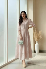 Urban Cut Light Pink Cotton Maxi Dress 1 Piece Casual Wear