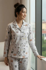Urban Cut 2 Piece PJ Suit- Cotton Glow in Dark ( Shirt + Trouser)