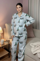 Urban Cut Women Pajama Suit Castle & Nature Print