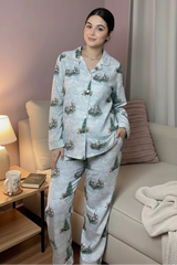 Urban Cut Women Pajama Suit Castle & Nature Print