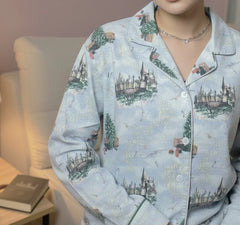 Urban Cut Women Pajama Suit Castle & Nature Print