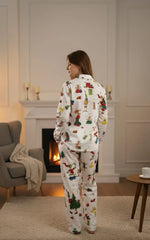 Urban Cut Women Pajama Suit Christmas Cartoon Print