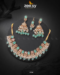 Celosia Necklace Golden Mint Green - Zeesy Jewellery