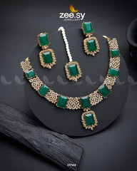 Gul-Badan Necklace Golden Green - Zeesy Jewellery