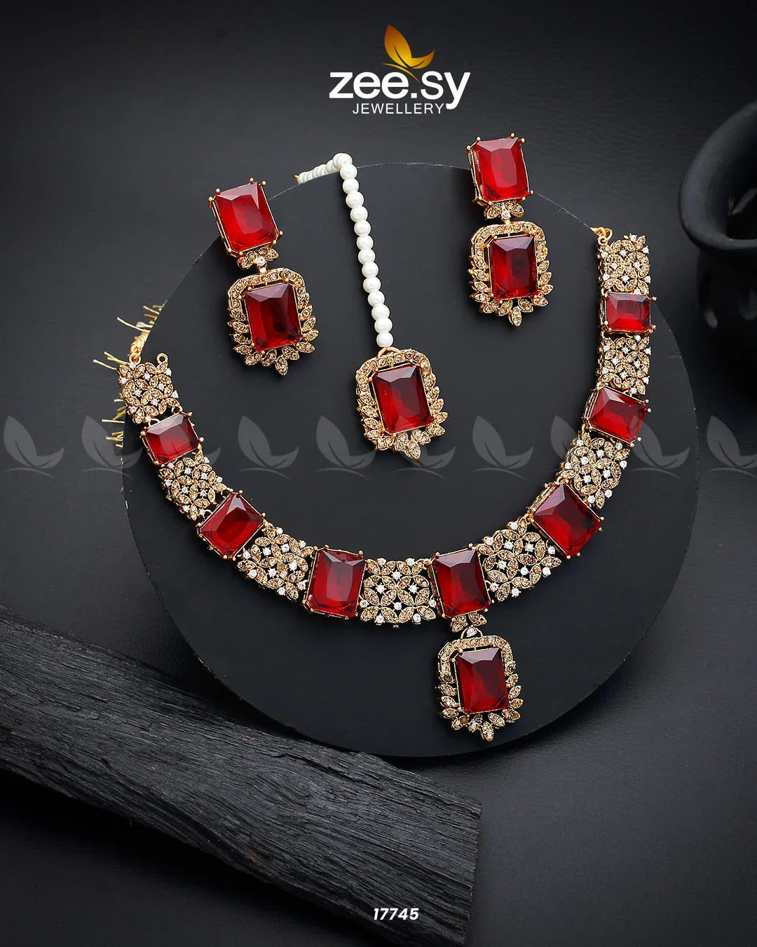 Gul-Badan Necklace Golden Red - Zeesy Jewellery