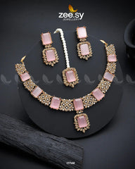 Gul-Badan Necklace Golden Pink - Zeesy Jewellery