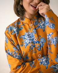 Ayla Studio Stitched PRINTED ESSENTIAL 2PC CO-ORD - Saffron Yellow