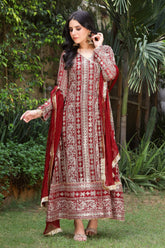 Manahils Stitched Formals Kurti 122-Divine- Mehroon