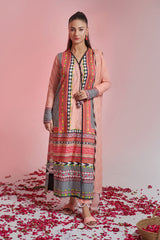 The Affordables By Mariam Malik Stitched 3 Piece Digital Printed Lawn Collection'2025-Mehfil Peach