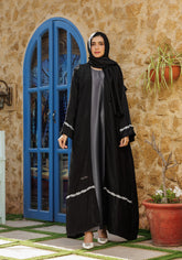 Hijabi.Pk Black and Grey Abaya | Serene Threads