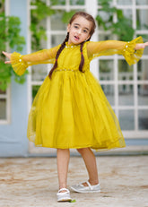 Fairy Bloom by Modest Stitched kids Formals Frock Collection'2025-Olive
