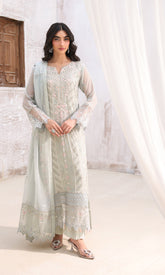 Lamhay By Shamooz Unstitched 3 Piece Luxury Chiffon Formals Suit-Cloud Gray SU-160