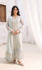 Lamhay By Shamooz Unstitched 3 Piece Luxury Chiffon Formals Suit-Cloud Gray SU-160