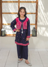 Khanak Stitched Kids-Navy Blue Koti Style 2Pcs Suit KST 135