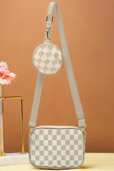 Fineur Checkered Coin Crossbody Bag ~ Off White
