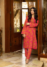 Tropical Sunset - 2 PC Stitched Lawn Suit - Zarasi.pk