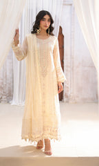 Lamhay By Shamooz Unstitched 3 Piece Luxury Chiffon Formals Suit-Soft Ivory SU-159