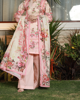 Chameli Studio-Peachy Mist Lawn Digital Print 3 Piece Unstitched Suit-WRTS-0015