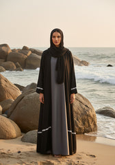 Hijabi.Pk Black and Grey Abaya | Serene Threads