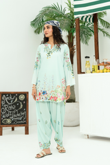 Raha By Amal Stitched Co Ords Cambric Vol-01 Collection'2025-Cyan