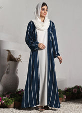 Hijab Ul Hareem Front Close Double Breast Zoom Fabric Zinc Abaya (0122-P-712)