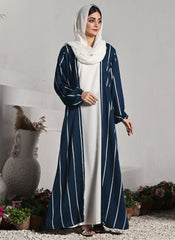 Hijab Ul Hareem Front Close Double Breast Zoom Fabric Zinc Abaya (0122-P-712)