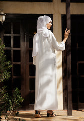 Hijabi.Pk WHITE FRONT-OPEN ABAYA- Signature