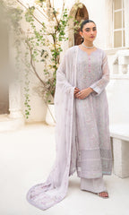 Lamhay By Shamooz Unstitched 3 Piece Luxury Chiffon Formals Suit-Lilac Ash SU-156