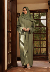 Hijabi.Pk Olive Pearl Sleeve Abaya - Signature
