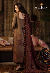 Asim Jofa Kashmiri Taanka - Embroidered Shawl collection Ajkt-11 Embroidered Slub Raw Silk 3 Pcs