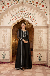 Kalidaar Frocks By Asma & Sidra Stitched Formals Suit-Midnight Fantasy (Plain Chiffon Frock)
