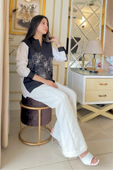 1 Piece Solid Embroidered Stitched Shirt - 100% Cotton Urban Cut