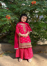 Khanak Stitched Kids-Shocking Pink Gharara-KG 017