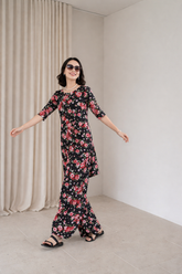 Luxe Noir by Madiha Gohar Stitched Summer Suit-Ruby Bloom Farshi Shalwar