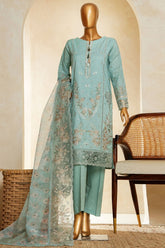 Muse By HZ Stitched 3 Piece Emb Cotton Slub Vol-03 Suit-SSE-203-Aqua
