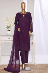 Khombi Stitched 3 Piece Casual Pret Cotton Suit-Fusion-205 Purple