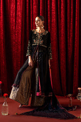 Bagh-E-Makhmal Separates By Zaaviay Stitched Black Moonstone (Three Piece)