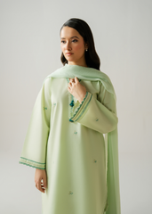 Solstic by Meerak Stitched 3 Piece Emb Lawn Suit-Matcha