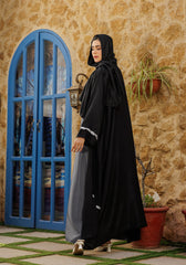 Hijabi.Pk Black and Grey Abaya | Serene Threads